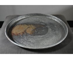 Dienblad XXL metaal - Serveerplateau - Platte schaal groot - Mega grote onderzetter 65 cm - Stoer robuust landelijke industrieel.