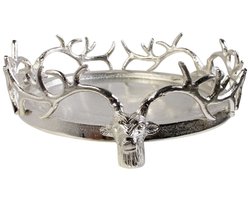 Dienblad zilver rond hert dia 40x13cm