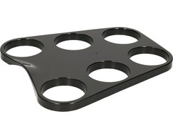 Dienblad/bekerhouder voor 6 bierglazen - zwart - kunststof
