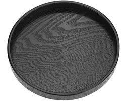 Dienbladen - Decoratieve dienbladen - Hout - Dienblad - Rond - Bord - Sierschaal - Opbergrek - Decoratief dienblad - Kaarsenplateau - Tafeldecoraties - Tafelaccessoires - Decoratieschaal - Voor woningen, hotels en restaurants - 30*30*2 cm - Zwart