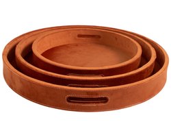 Dienbladen rond fluweel terra oranje dia 30, 38, 45 cm (set of 3)
