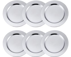 Dienbladen Set - Onderborden Serveer - Tafeldecoratie Diner - Duurzaam Roestvrij Staal - 22cm Diameter - Zilver