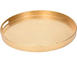 Dienblad/serveerblad - kunststof - D46 x H4 cm - goud - met opstaande rand
