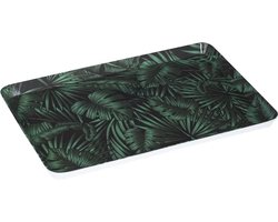 Dienblad/serveerblad rechthoekig Jungle 45 x 30 cm donker groen - Serveerbladen, dienbladen & keukenbenodigdheden
