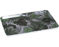 Dienblad/serveerblad rechthoekig Jungle 45 x 30 cm wit/groen - Serveerbladen, dienbladen & keukenbenodigdheden