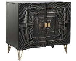Dientafel Home ESPRIT Zwart Gouden Metaal Mangohout 81 x 45 x 75 cm