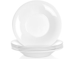 Diep Borden Glas Wit 21,5 cm, 400 ml 6 stuks - Set - Soepbord - Diepe Borden - Pastabord