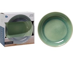 Diepe borden, set van 4 stuks, diameter 23 cm, groen