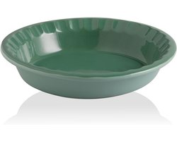 Diepe Keramische Taartvorm 26 cm - Ronde Bakvorm met Golfrand - Porselein voor Quiche en Taart