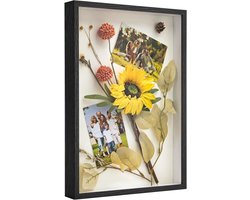 Diepe lijsten voor 3D foto's en decoraties - Geschikt voor bloemen en boeketten - Afmetingen 43,5 x 31 x 4,5 cm - Zwart