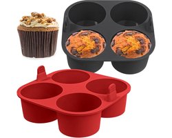 Diepe muffinbakvorm 2 stuks siliconen grote muffinvormpjes - Ø 8 cm - cupcake bakplaten - bakken cupcakes, taarten, pudding.