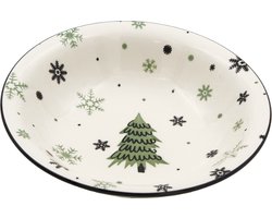 Diepe Porseleinen Kerst Borden met Kerstboom Design - Kerstservies - 21CM - 6 stuks