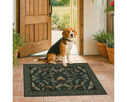Diepgroen – 60 x 90 cm | Wasbaar vloerkleed / Deurmat | Geschikt voor keukens & binnenentrees | Laagpolig & vlekbestendig | Zachte, gedempte kleuren