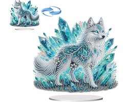Dier Decoratie Schilderset - Diamantkunst Tafeldecoratie - Woonkamer Decoreren - Dubbelzijdig Patroon - 25 cm breed - Wolf