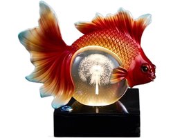 Dier Standbeeld Ornament - Kristallen Bol - Huis Decoratie - Warme Verlichting - 1 Gram - Goudvis