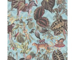 DIEREN EN BLADEREN BEHANG | Jungle & Dieren - blauw meerkleurig - A.S. Création MICHALSKY