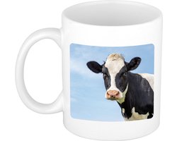 Dieren foto koffiemok koe - koeien drink beker - wit - 300 ml - koeien liefhebber