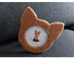 Dieren Fotolijstje Vos - 10x10 cm - Ronde Fotolijst - Staande Fotolijst - Dierenfotolijst - Fotolijst met standaard - Fotolijst Rond