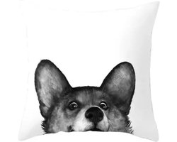 Dieren kussenhoes hond - Black and White - Sierkussen - 45x45 cm