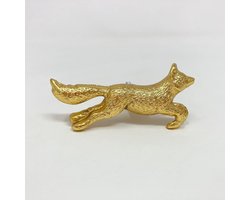 Dieren Lade Knoppen - Meubelgrepen Kastdeur - Meubels Opknappen - Unieke Vos Vorm - 7x4 Centimeter - Helder Goud