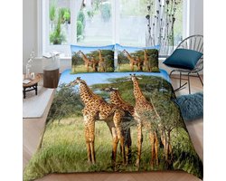 Dierenbeddengoed Set - Giraffe Zoo Thema Dekbedovertrek en Kussenslopen