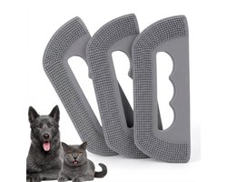 Dierenhaar Verwijderaar - Set van 3 - Siliconen - Herbruikbare Pluizenborstel - Handmatige Pluizenverwijderaar Set - Siliconen Schraper voor Honden - Voor Bank, Tapijt & Kattenboom - Antistatisch & Duurzaam - Grijs