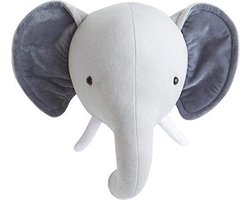 Dierenkop decoratie Pluche Olifant - Muurdecoratie Wanddecoratie - Kinderkamer en Babykamer - Jongen Meisje