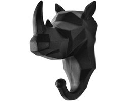 Dierenkop Haak - Wandhaak Decoratie - Jassen Ophangen - Stabiele Hars Constructie - 15x12x10 cm - Zwart