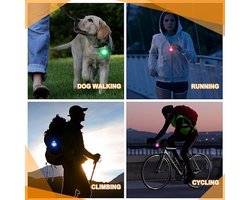 Dierenlamp-Verlichting Hond-dieren lamp-3-pack LED-hondenhalsbandverlichting-Clip-on LED-huisdierpenning met drie modi, geschikt voor nachtelijke wandelingen met de hond, hardlopen, kamperen en rotsklimmen