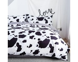 Dierenprint Dekbedovertrekset voor Kingsize Bed 3-delige Set - Koeienprint - Omkeerbaar - Zacht - Inclusief 2 Kussenslopen - Afmetingen 220 cm x 230 cm