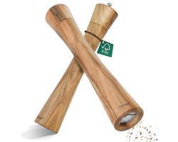 Dieux® - Peper en Zoutmolen set - 32CM - Zout peper kruiden - 2 stuks - Acacia hout - Instelbare maalgraad - Duurzaam - Luxe kwaliteit - Hervulbaar - Pepermolen - Zoutmolen - Barbecue - BBQ accesoires
