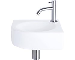 Differnz Cleo Fonteinset - Keramiek - Kraan gebogen chroom - 30 x 30 x 10 cm