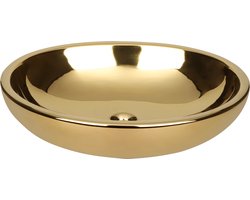 Differnz Dias Waskom - Wasbak Keramiek Goud - Fonteinbak Ovaal - 50 x 38 x 14 cm
