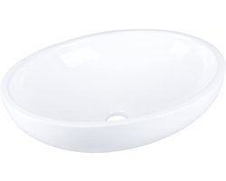Differnz Dias Waskom - Wasbak Keramiek Wit - Fonteinbak Ovaal - 50 x 38 x 14 cm
