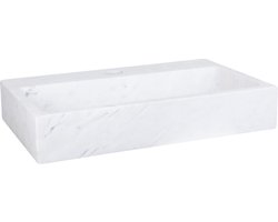 Differnz Flat Fontein 38x24x8cm 1 kraangat recht mat Rechthoek Marmer Wit