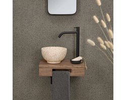 Differnz fonteinplank 40x25x10cm rechthoek met handdoekhouder Bruin eiken