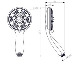 Differnz Handdouche - 5 Straalstanden - Waterbesparend - Speedclean Sproeigaten tegen Kalkaanslag - Inclusief 1,5 Meter Doucheslang - Diameter 10 Centimeter - Kleur Chroom