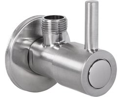 Differnz Hoekstopkraan Mat Chroom - Met Rozet - Toiletkraan