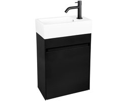 Differnz Hura L Cabinet - Badkamermeubel met Keramieken Wastafel - FSC-keurmerk - Kleur: Black met Accent Black - Sanitair Meubel voor de Badkamer - Stijlvol en Praktisch Ontwerp