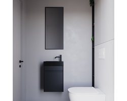 Differnz Hura L Fontein - Toiletfontein - Keramiek - Mat Zwart - Rechthoekig - 40 x 22 x 11.5 cm - Los aan de Muur te Hangen - Combineren met Rekje, Meubel en Kraan