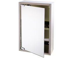 Differnz Look Spiegelkast - RVS - 1 Deur en 1 RVS Plank - Geïntegreerde Greep - Geschikt voor Badkamer, Toilet of Slaapkamer - Afmetingen 36 x 18 x 51 cm - Kleur Zilver