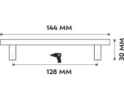 Differnz Meubelgreep - 128 mm Boormaat - Gun Metal - Licht Gebogen - Geschikt voor Kasten, Lades en Meubels - Afmeting 144 x 30 mm - 2 Bevestigingspunten - Per 2 Stuks Geleverd