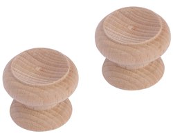 Differnz Meubelknop Rond - Hol Model - Vervaardigd uit Beukenhout - Diameter 30 mm - Per 2 Stuks Verpakt - Geschikt voor Kasten en Laden - Inclusief 2 Jaar Garantie