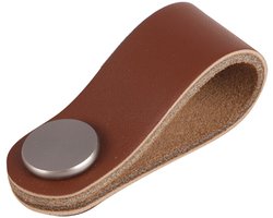 Differnz Meubelknop - Vervaardigd van Leer in de Kleur Cognac Bruin - Geschikt voor Kasten, Lades en Overige Meubels - Gewicht 14 Gram - Levering van 1 Stuk per Verpakking
