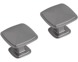 Differnz Meubelknop - Vierkante Vorm - Afmeting 25 mm - Kleur Gun Metal - Geschikt voor Kasten, Lades en Overige Meubels - Compacte Greep met Stevige Bevestiging - Set van 2 Stuks