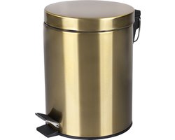 Differnz Pedaalemmer Mat Goud â€“ Prullenbak Badkamer â€“ Afvalbakje â€“ 5 liter