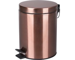 Differnz Pedaalemmer Rood Koper – Prullenbak Badkamer – Afvalbakje – 5 liter