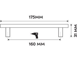 Differnz Rotterdam Meubelgreep - Boormaat 160 mm - Rechte Greep voor Kasten, Kastdeuren en Lades - Afmeting 175 x 31 mm - 2 Bevestigingspunten - Set van 2 Stuks - Kleur Goud