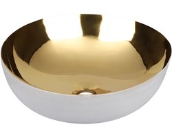 Differnz Shine waskom 40x40x13.5cm keramiek goud/wit