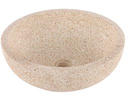 Differnz Terrazzo waskom - 40x40x15cm - rond - terrazzo - mat bruin/beige